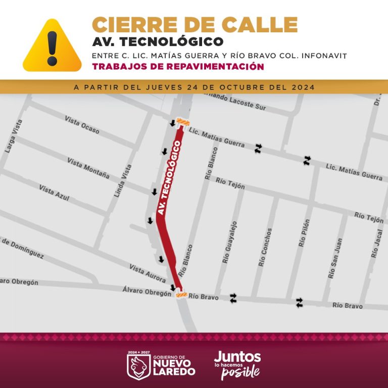 CIERRAN TRAMO DE LA AVE. TECNOLÓGICO POR OBRA DE REPAVIMENTACIÓN